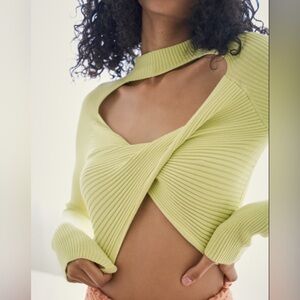 Free People Cropped Cutout Sweater